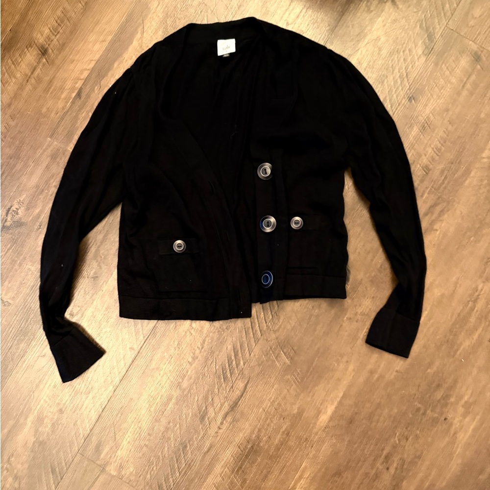 CAbi Black Women's Blazer with Button Accents